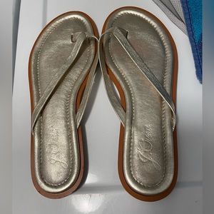 Jcrew gold flip flops size 8